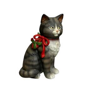 Christmas Cat Figurine Porcelain Ceramic Schmid Gordon Fraser 1983 Vintage